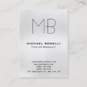 Chubby modern grey monogram business card