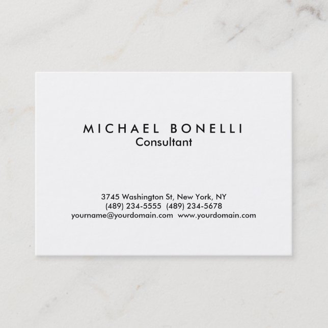 Chubby Modern Minimalist Consultant Business Card (Front)