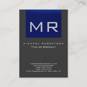 Chubby Monogram Blue Grey Clean Business Card
