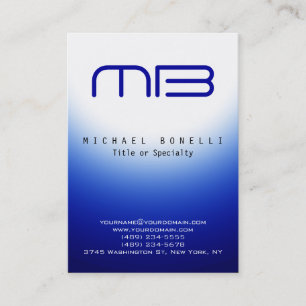 Chubby Monogram Blue White Clean Business Card