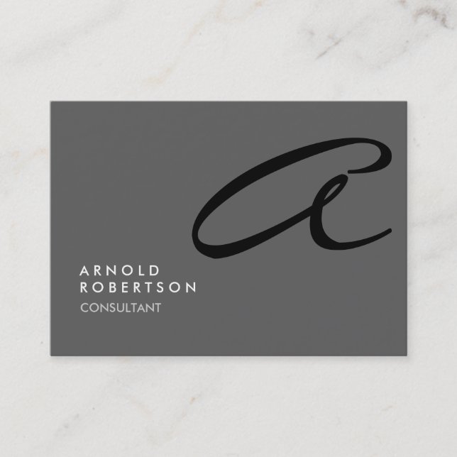 Chubby Monogram Plain Grey Trendy Business Card (Front)