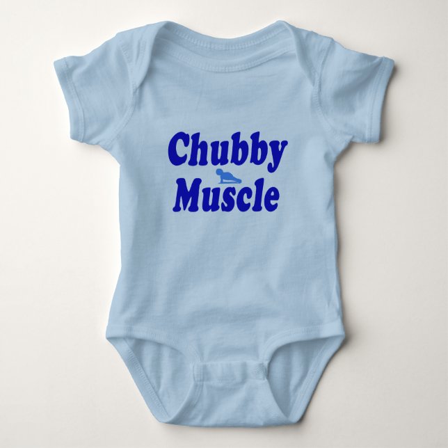 chubby muscle blue baby bodysuit (Front)