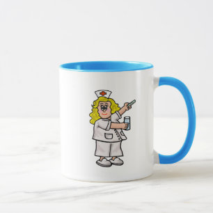 Chubby Nurse with  Capsule and Glass Of Water Mug