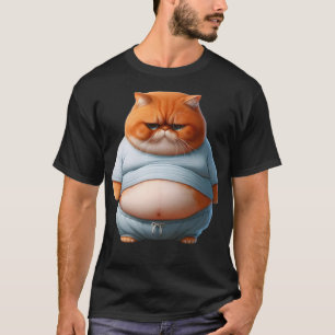 Chubby Orange Cat Funny Fat Cute Cat Grumpy Kitten T-Shirt