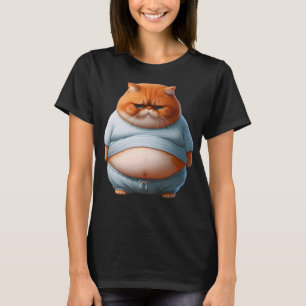 Chubby Orange Cat Funny Fat Cute Cat Grumpy Kitten T-Shirt