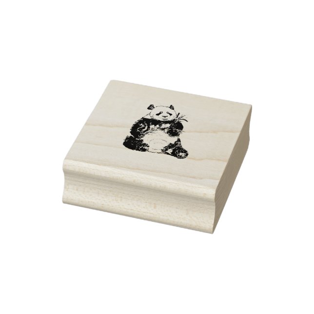 Chubby Panda Bear with Bamboo Rubber Stamp (Stamp)