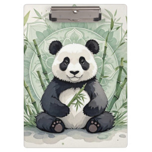 Chubby panda sitting in a lotus pose clipboard