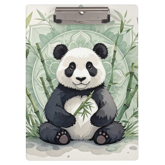 Chubby panda sitting in a lotus pose  clipboard (Front)