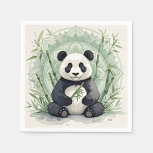 Chubby panda sitting in a lotus pose napkin