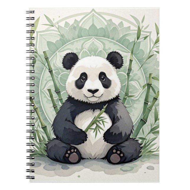 Chubby panda sitting in a lotus pose  notebook (Front)