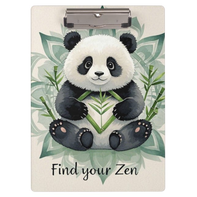 Chubby panda sitting in a lotus pose Zen Clipboard (Front)
