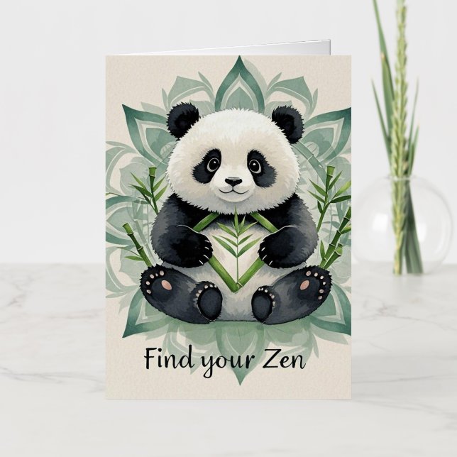 Chubby panda sitting in a lotus pose Zen Foil Greeting Card (Front)