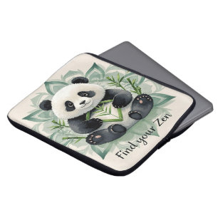 Chubby panda sitting in a lotus pose Zen Laptop Sleeve