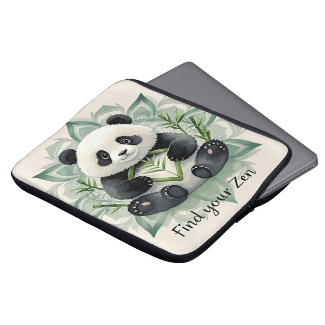 Chubby panda sitting in a lotus pose Zen Laptop Sleeve (Front Top)