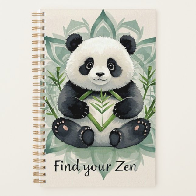 Chubby panda sitting in a lotus pose Zen Planner (Front)