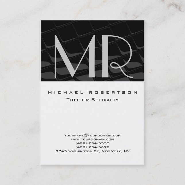 Chubby Pattern Vertical Monogram Business Card (Front)