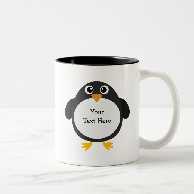 Chubby Penguin (customisable) Two-Tone Coffee Mug (Right)