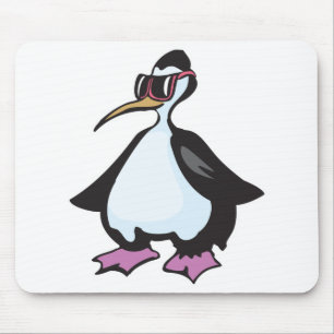 chubby penguin wearing sunglasses mouse pad