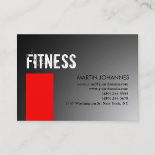 Chubby Personal Trainer Red Grey Business Card