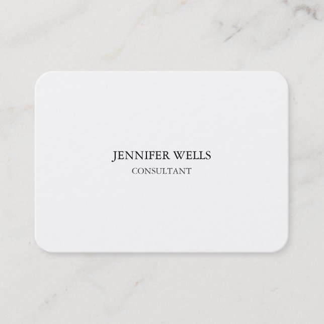 Chubby Plain Simple White Attractive Minimalist Business Card (Front)