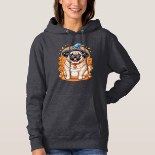 "Chubby Pug in Witch Hat Halloween Art Series Hoodie