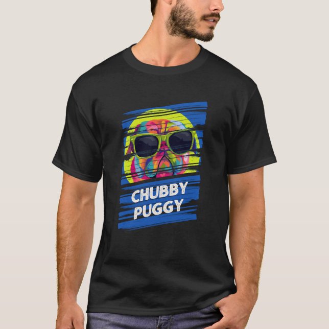 Chubby Puggy Pug Humour Dutch Bulldog Animal Pun T-Shirt (Front)
