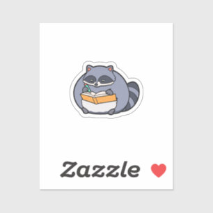 Chubby Racoon Reading Book Kawaii Animal