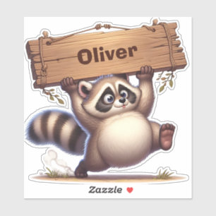 Chubby Racoon with Customisable Name Sign