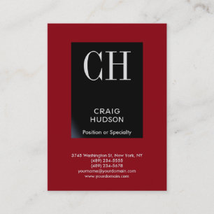 Chubby Red Black Stripe Monogram Business Card