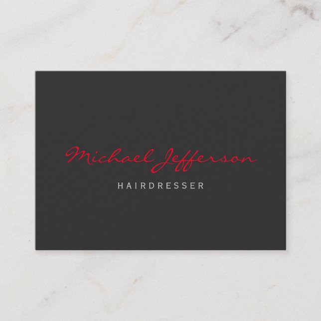 Chubby Red Grey Hairdresser Business Card (Front)