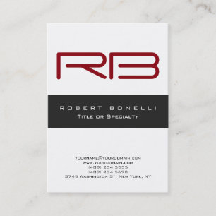 Chubby Red Monogram Grey White Business Card