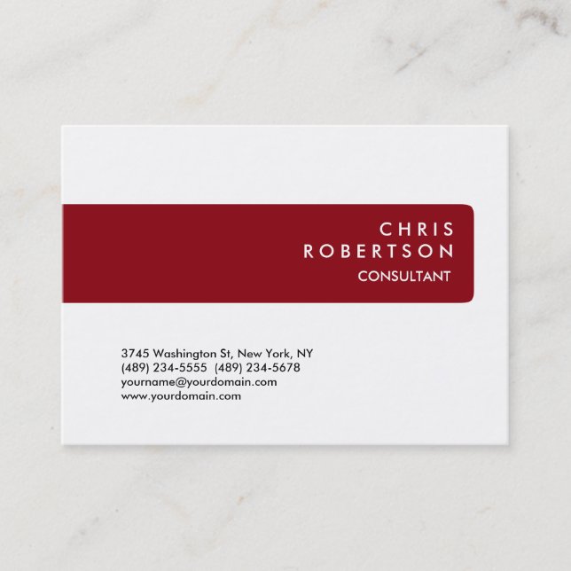 Chubby Red Stripe White Background Business Card (Front)