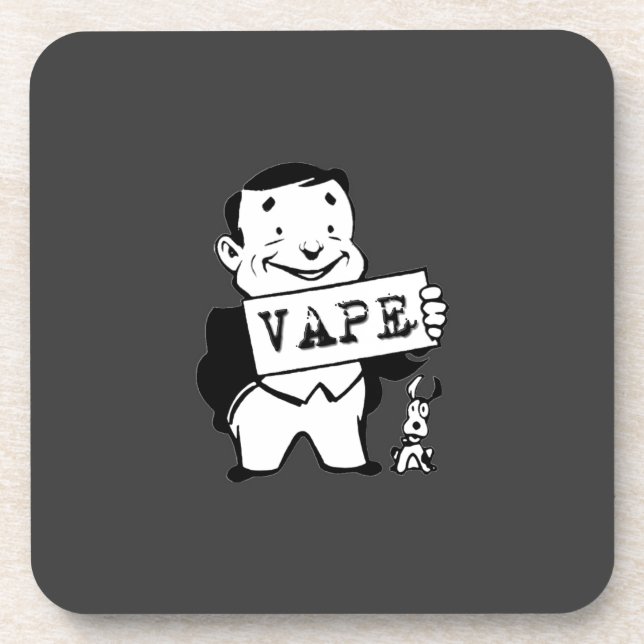 Chubby Retro Man Vape Grey Coaster (Front)