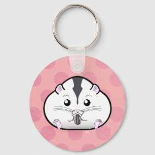 Chubby Semi White Russian Dwarf Hamster Key Ring
