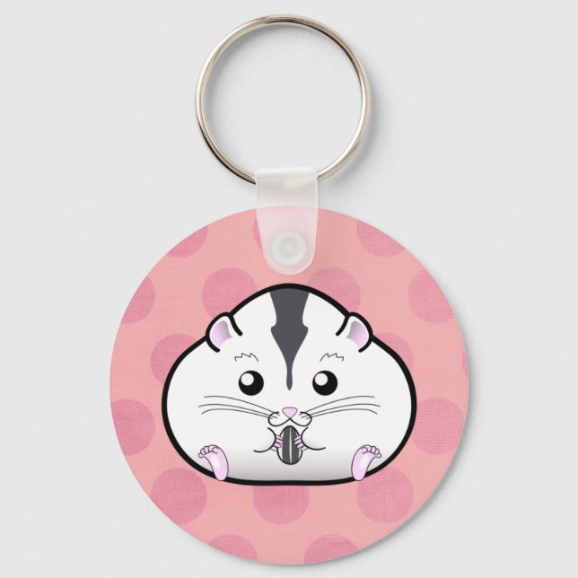 Chubby Semi White Russian Dwarf Hamster Key Ring (Front)