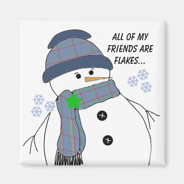 Chubby Snowman with Fun Saying Magnet (Front)