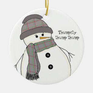 Chubby Snowman with Saying Ceramic Tree Decoration
