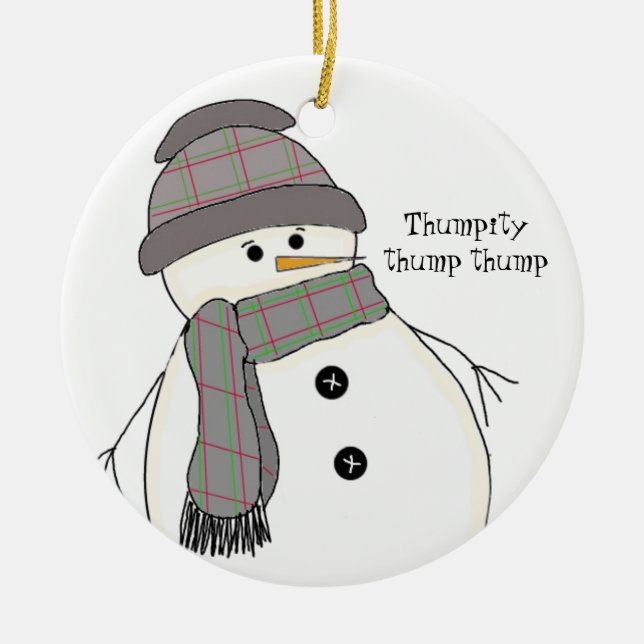 Chubby Snowman with Saying Ceramic Tree Decoration (Front)