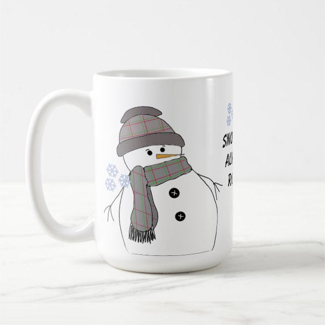 Chubby Snowman with Saying Coffee Mug (Left)