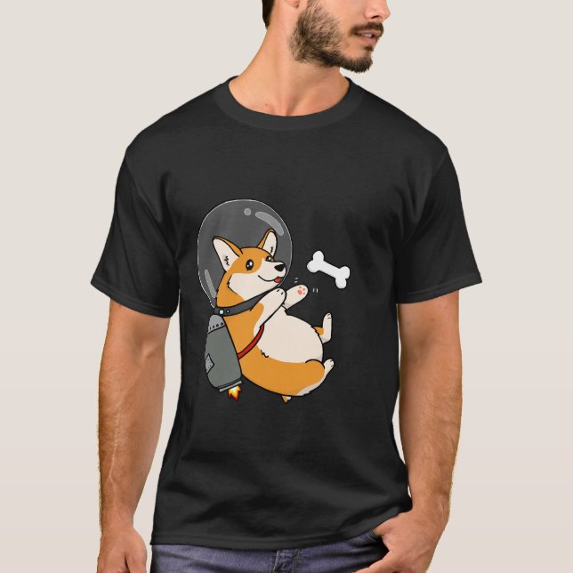 Chubby Space Jetpack Corgi T-Shirt (Front)