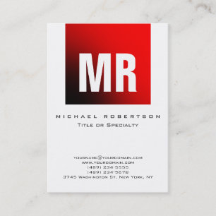 Chubby Stylish Monogram White Red Business Card