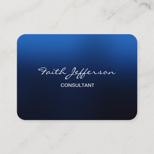 Chubby Stylish Script Trendy Blue Consultant Business Card (Front)