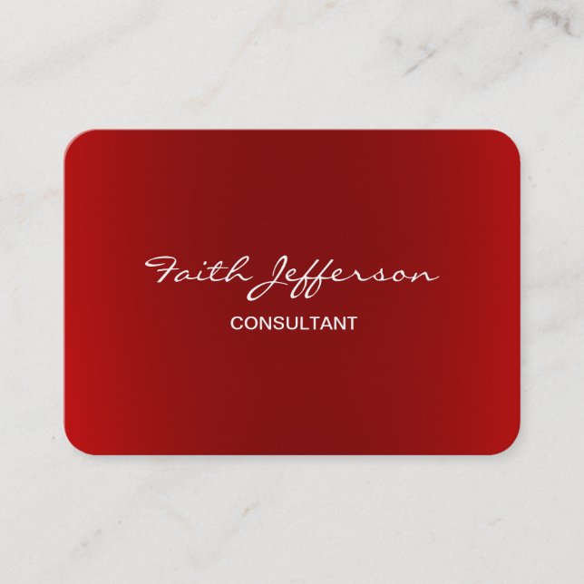 Chubby Stylish Script Trendy Red Consultant Business Card (Front)