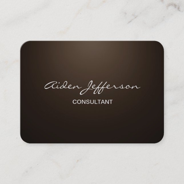 Chubby Stylish Script Trendy Sepia Brown Business Card (Front)