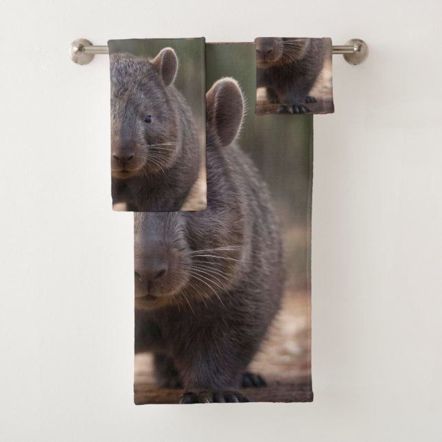 Chubby The Australian Wombat,  Bath Towel Set (Insitu)