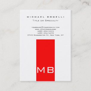 Chubby Trendy Monogram White Red Business Card