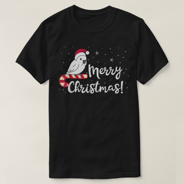 Chubby Umbrella Cockatoo Merry Christmas Kawaii Wh T-Shirt (Design Front)