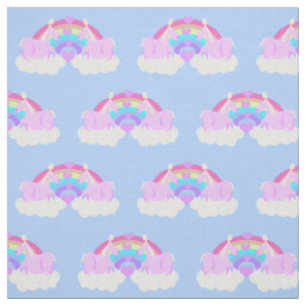 Chubby Unicorn Rainbow Love Fabric