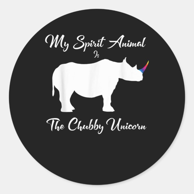 Chubby Unicorn Rhino Funny Cute Adorable Animal Classic Round Sticker (Front)