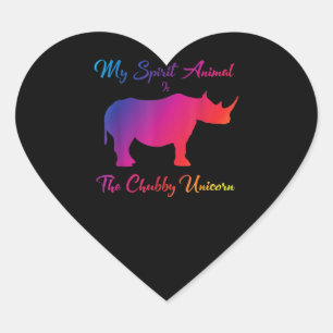 Chubby Unicorn Rhino Funny Cute Adorable Animal Heart Sticker